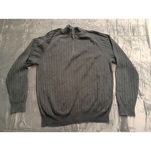 Merona‎ Men's Dark Gray Ribbed Quarter Zip Pullover Sweater Size Large
